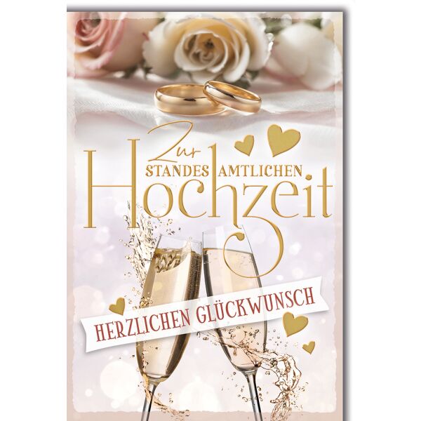 Hochzeit Ringe und Sektgläser standesamtliche Hochzeit Glückwunschkarte mit Umschlag