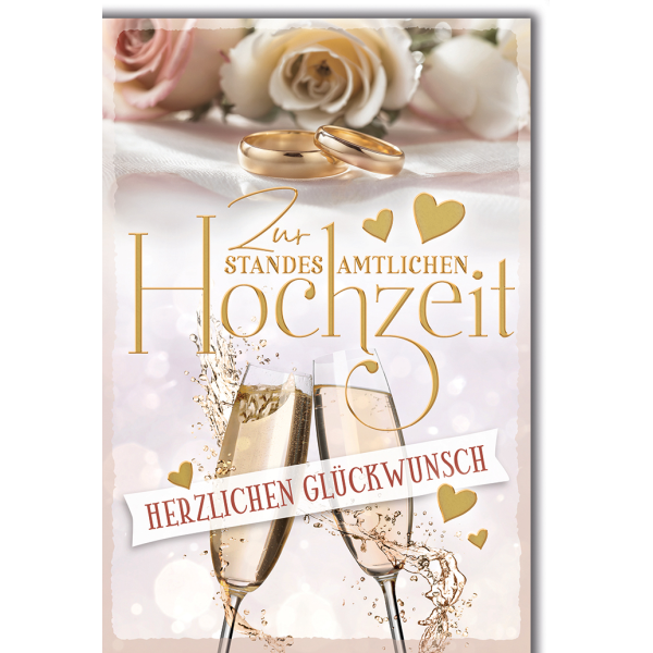 Hochzeit Ringe und Sektgläser standesamtliche Hochzeit Glückwunschkarte mit Umschlag