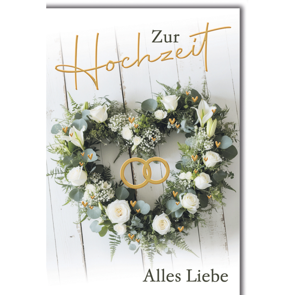 Hochzeit Blumenherz alles Liebe Glückwunschkarte mit Umschlag