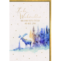 Weihnachten Hirsch am Waldrand Weihnachtskarte mit Umschlag