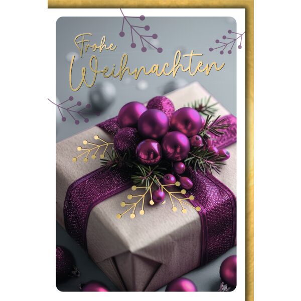 Weihnachten Geschenk mit roter Deko Weihnachtskarte mit Umschlag