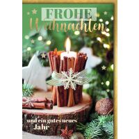 Weihnachten Kerze auf Baumscheibe Weihnachtskarte mit...