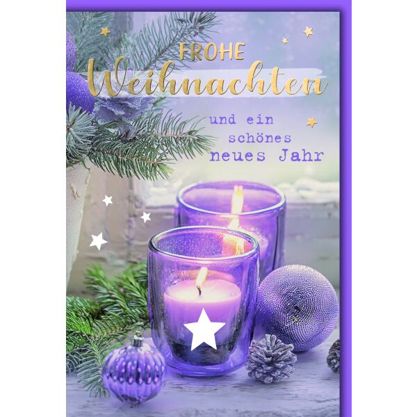 Weihnachten Kerzenarrangement lila Weihnachtskarte mit Umschlag