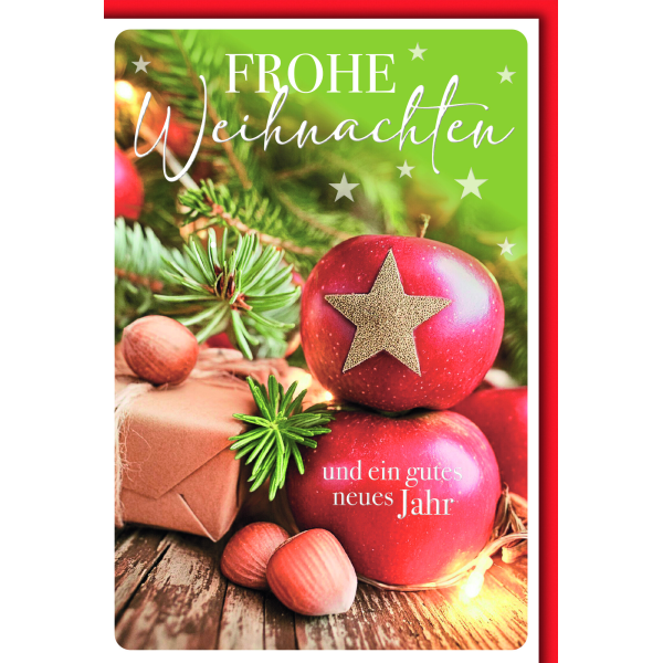 A Weihnachten Äpfel Nüsse Geschenk Weihnachtskarte mit Umschlag