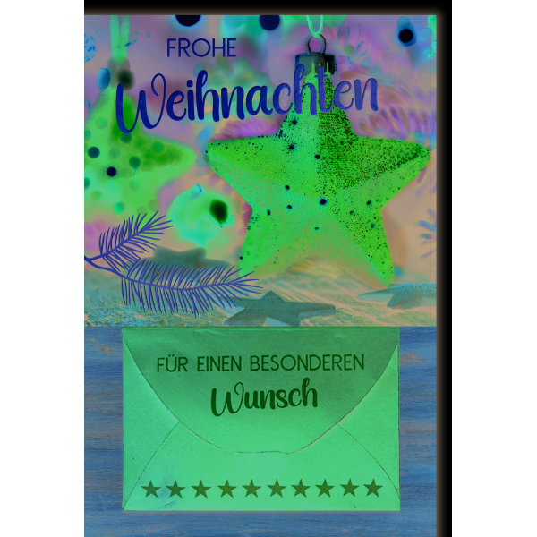 Weihnachten Geldgeschenkkarte Sternanhänger lila besonderer Wunsch Weihnachtskarte mit Umschlag