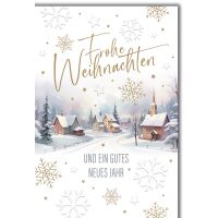 Weihnachten Dorf im Schnee Glückwunschkarte mit...
