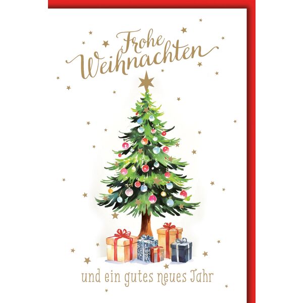 Weihnachten Geschenke unterm Christbaum Glückwunschkarte mit Umschlag