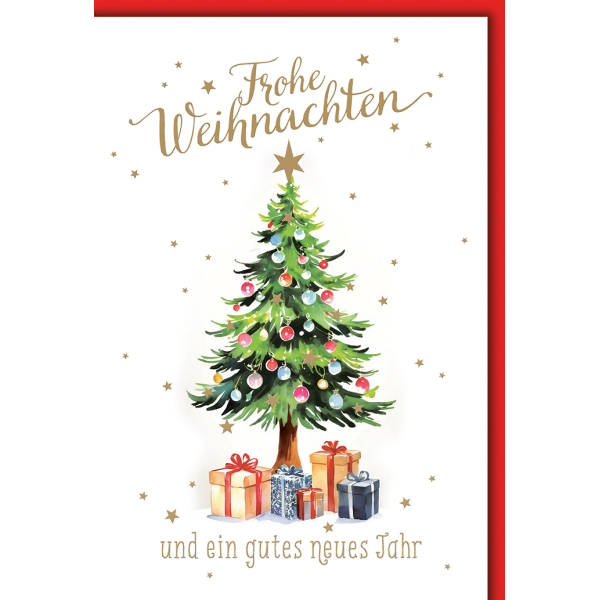 Weihnachten Geschenke unterm Christbaum Glückwunschkarte mit Umschlag