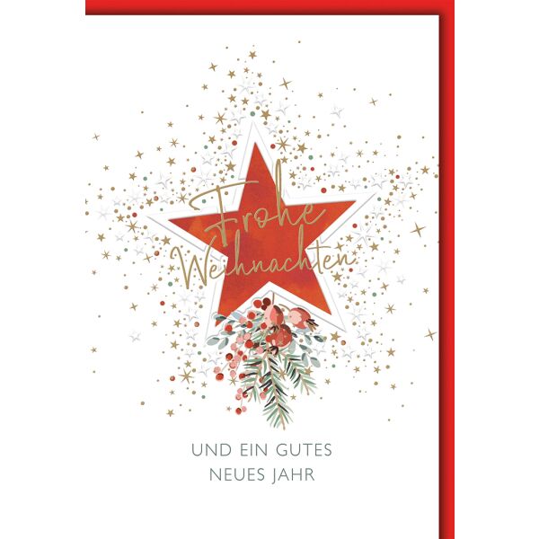 Weihnachten Roter Stern Glückwunschkarte mit Umschlag