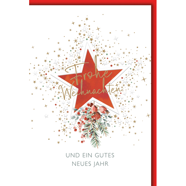 Weihnachten Roter Stern Glückwunschkarte mit Umschlag