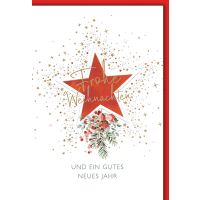 Weihnachten Roter Stern Glückwunschkarte mit Umschlag