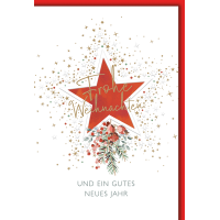 Weihnachten Roter Stern Glückwunschkarte mit Umschlag