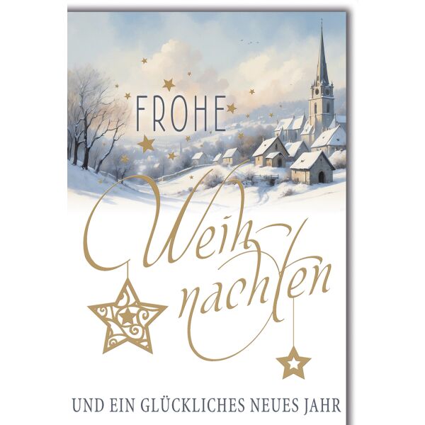 Weihnachten Winterliches Dorf Glückwunschkarte mit Umschlag