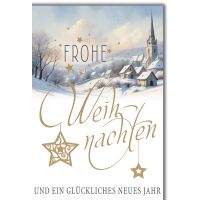 Weihnachten Winterliches Dorf Glückwunschkarte mit...