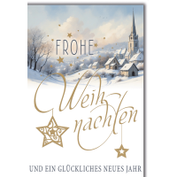 Weihnachten Winterliches Dorf Glückwunschkarte mit...