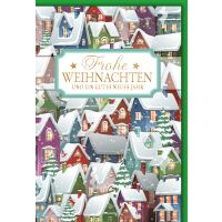 Weihnachten Häuser farbenfroh Glückwunschkarte...