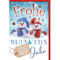 Weihnachten Zwei sitzende Schneemänner...