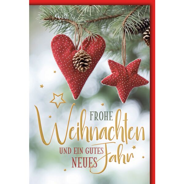 Weihnachten Stoffanhänger rot Glückwunschkarte mit Umschlag