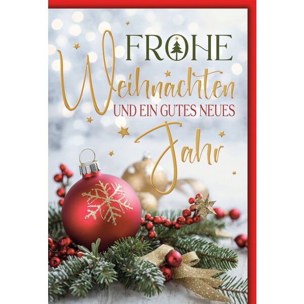 Weihnachten Weihnachtsgesteck rot Glückwunschkarte mit Umschlag