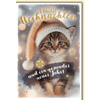 Weihnachten Kätzchen mit Weihnachtsmütze...