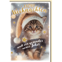 Weihnachten Kätzchen mit Weihnachtsmütze...