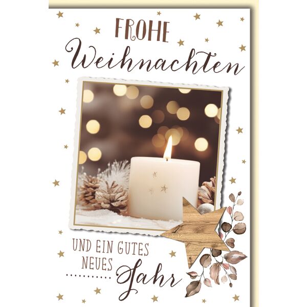 Weihnachten Foto Kerze weiß Glückwunschkarte mit Umschlag