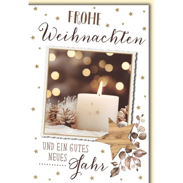 Weihnachten Foto Kerze weiß Glückwunschkarte mit Umschlag
