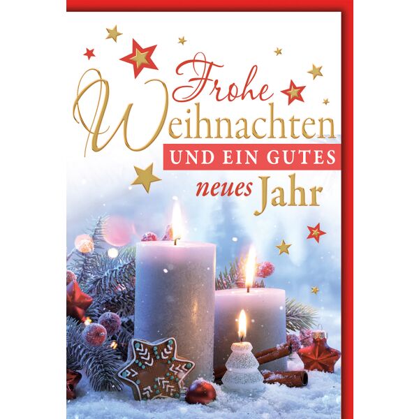 Weihnachten Kerzen mit Zweigen und Deko Glückwunschkarte mit Umschlag