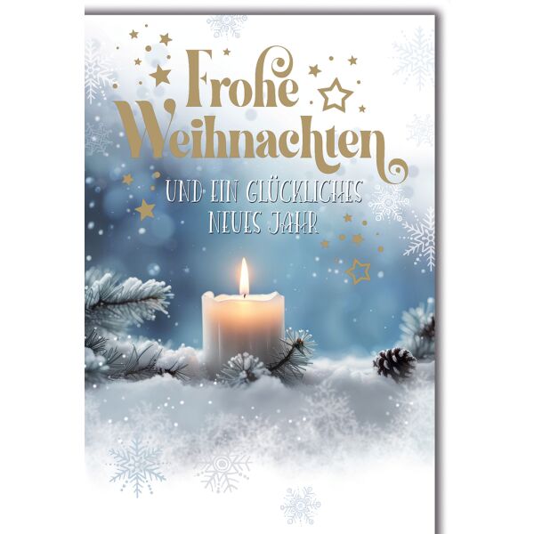 Weihnachten Kerze im Schnee Glückwunschkarte mit Umschlag