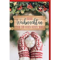 Weihnachten Handschuhe mit Kugel Glückwunschkarte...