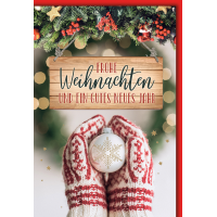 Weihnachten Handschuhe mit Kugel Glückwunschkarte...