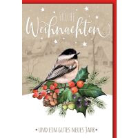 Weihnachten Vogel auf geschmücktem Zweig...