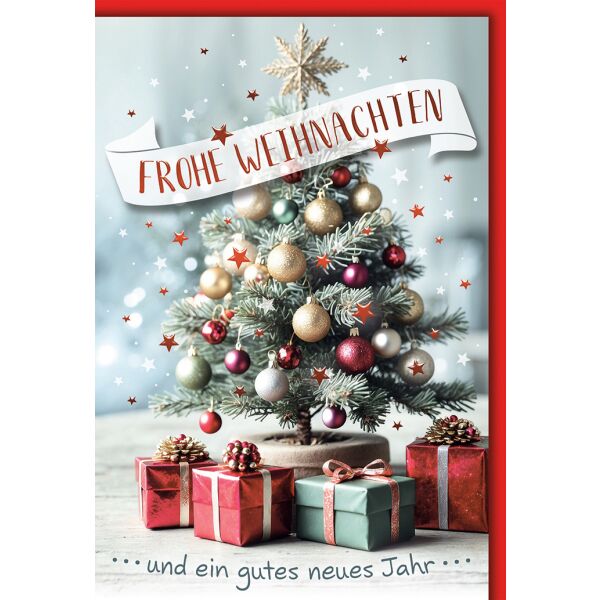Weihnachten Weihnachtsbaum mit Geschenken Glückwunschkarte mit Umschlag