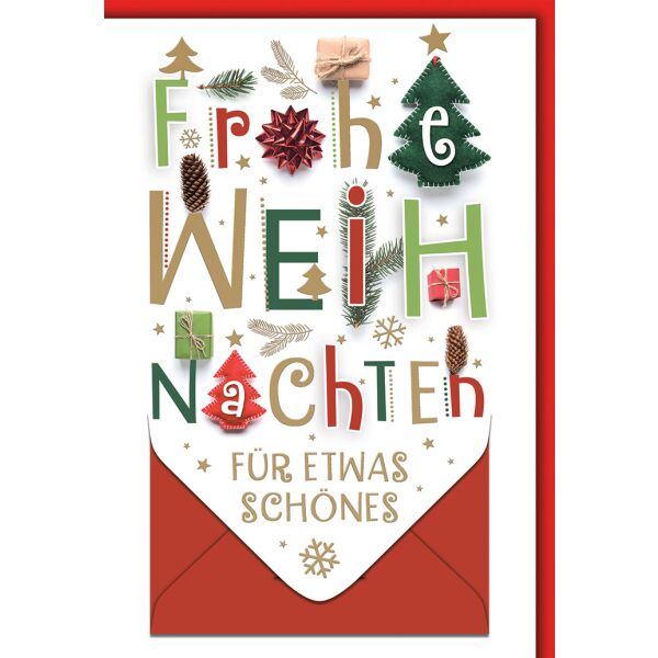 Weihnachten Geldgeschenkkarte Frohe Weihnachten farbig für etwas Schönes Glückwunschkarte mit Umschlag