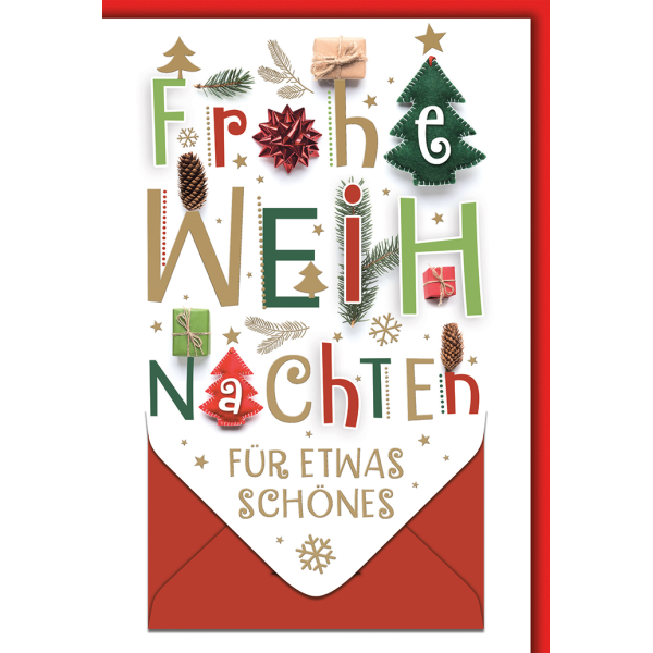 Weihnachten Geldgeschenkkarte Frohe Weihnachten farbig für etwas Schönes Glückwunschkarte mit Umschlag