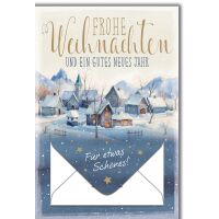 Weihnachten Geldgeschenkkarte Dorf im Schnee für...