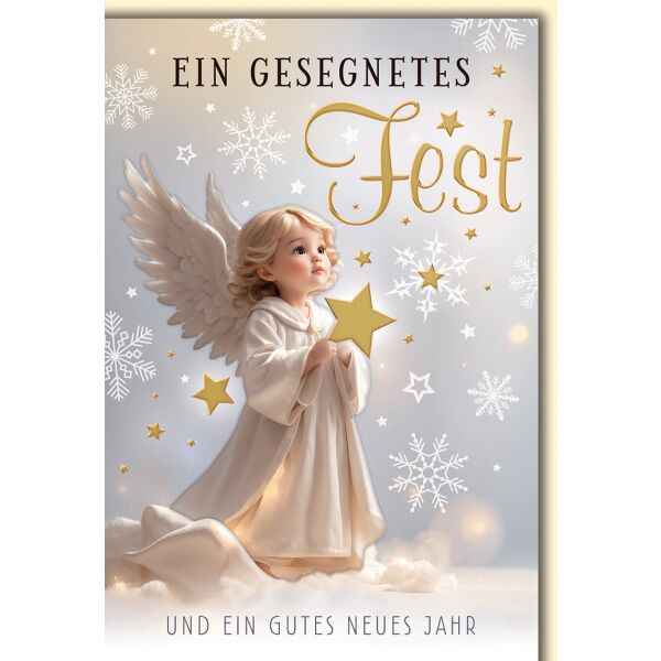 Weihnachten Engel mit Stern ein gesegnetes Fest Glückwunschkarte mit Umschlag