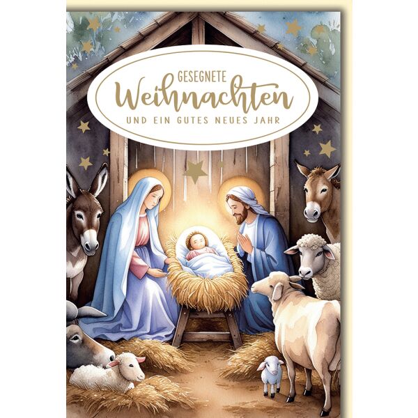 Weihnachten Weihnachtskrippe gesegnete Weihnachten Glückwunschkarte mit Umschlag