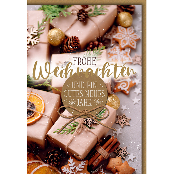 Weihnachten Geschenke, Zimtstangen, Plätzchen Glückwunschkarte mit Umschlag