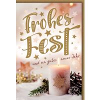 Weihnachten Kerze mit großem Stern frohes Fest...