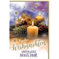 Weihnachten Kerze mit Zweig und Zapfen...
