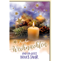 Weihnachten Kerze mit Zweig und Zapfen...
