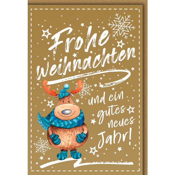 Weihnachten Lustiger Elch Glückwunschkarte mit Umschlag
