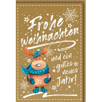 Weihnachten Lustiger Elch Glückwunschkarte mit Umschlag