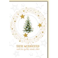 Weihnachten Tanne mit Schnee und Sternen...