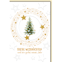 Weihnachten Tanne mit Schnee und Sternen...