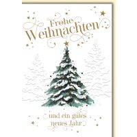 Weihnachten Tannen im Schnee Glückwunschkarte mit...