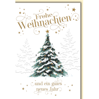 Weihnachten Tannen im Schnee Glückwunschkarte mit...