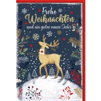 Weihnachten Reh mit Schleife Glückwunschkarte mit...