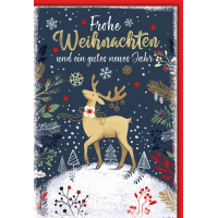 Weihnachten Reh mit Schleife Glückwunschkarte mit...